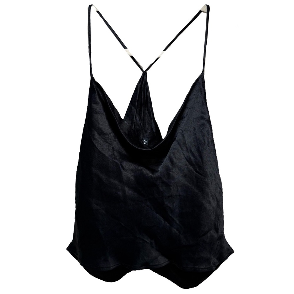 Silky Draped Open-Back Cami Tank Top Size M